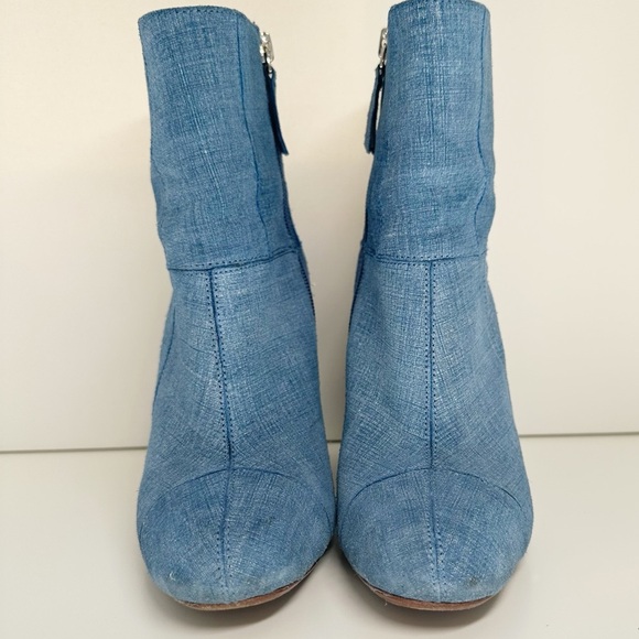 Derek Lam 10 Crosby Blue Denim Patchwork Bootie Block Heel 6.5 - Picture 2 of 11